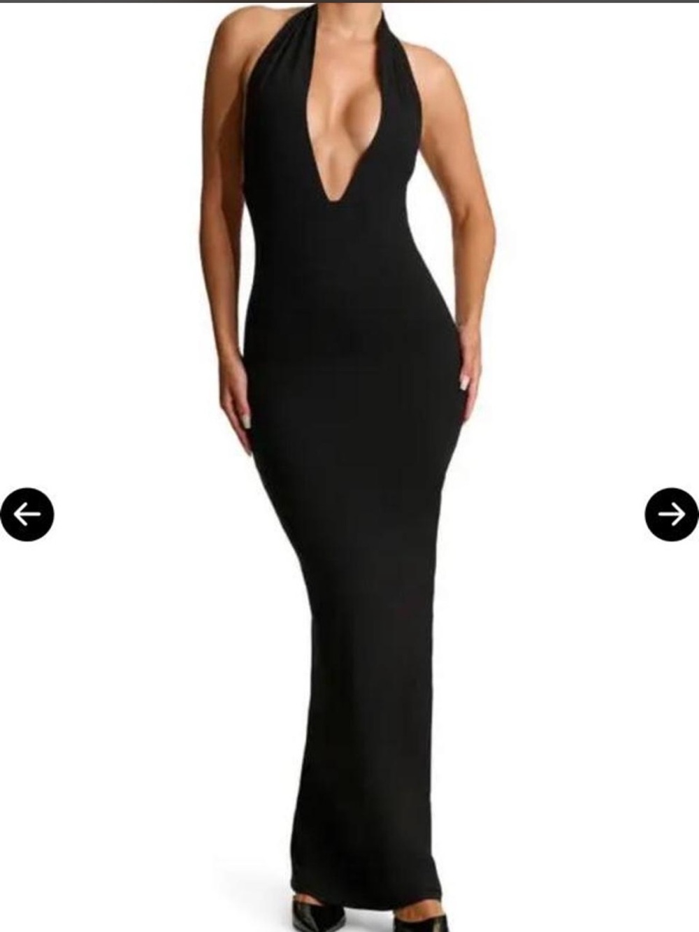 Naked wardrobe Black Halter plunge Maxi Dress - Women